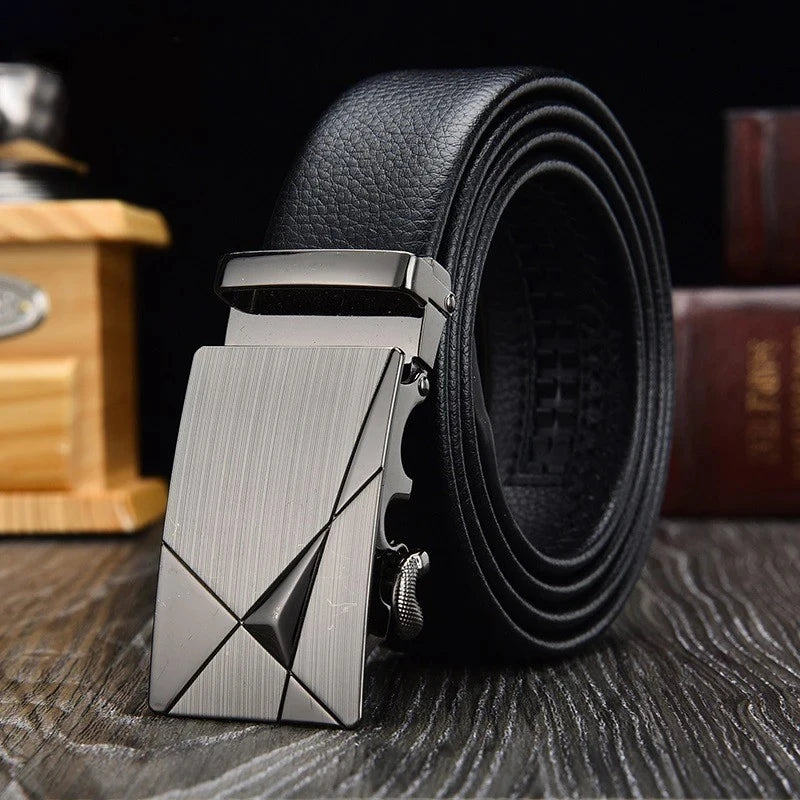 Men's Luxury Brand Genuine Leather Belt - High-Quality PU with Metal Buckle for Business & Casual Wear