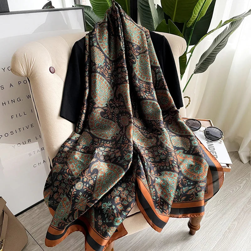 Luxury 180x90cm Classic Summer Women’s Silk Scarf