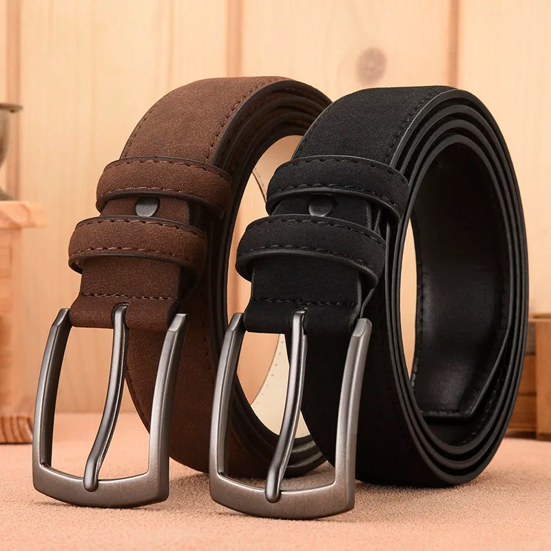 Men's Retro Suede Belt with Alloy Buckle - High-End Gift for Boyfriend & Dad