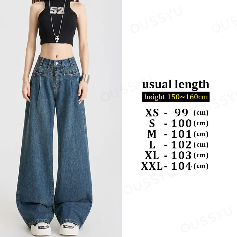 High Waist Wide Leg Cotton Denim Jeans