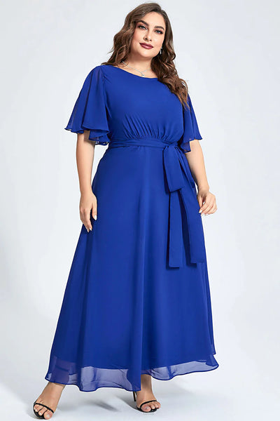 Flycurvy Plus Size Royal Blue Maxi Dress