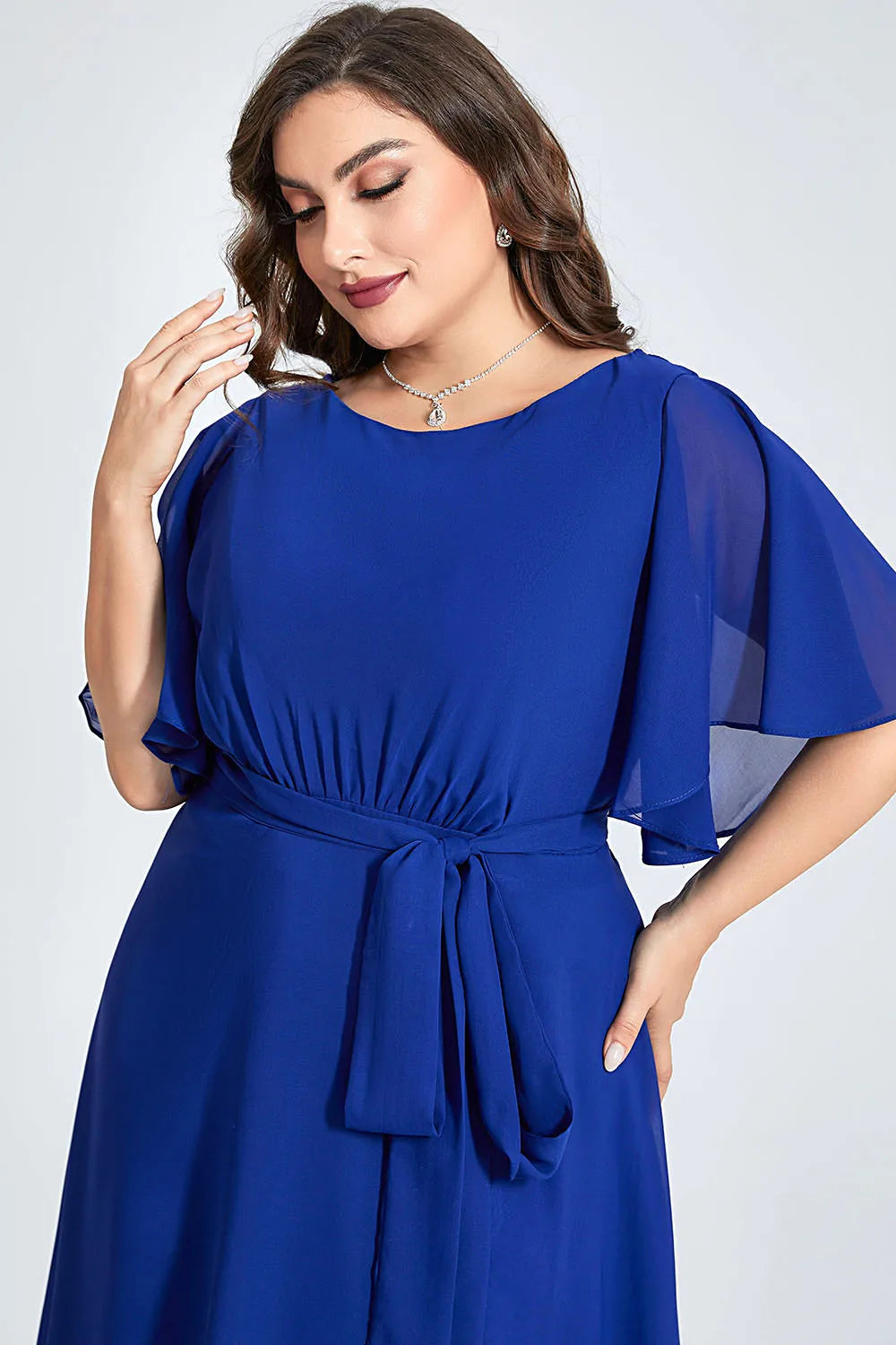 Flycurvy Plus Size Royal Blue Maxi Dress