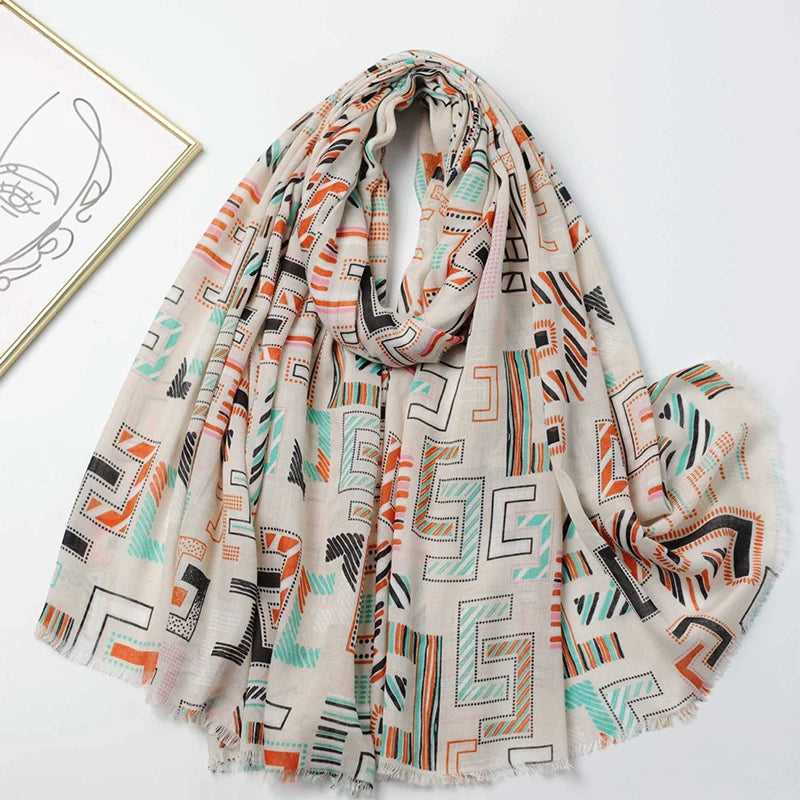 2025 Fashion Print Cotton Linen Scarf