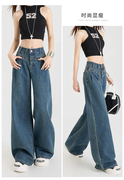 High Waist Wide Leg Cotton Denim Jeans