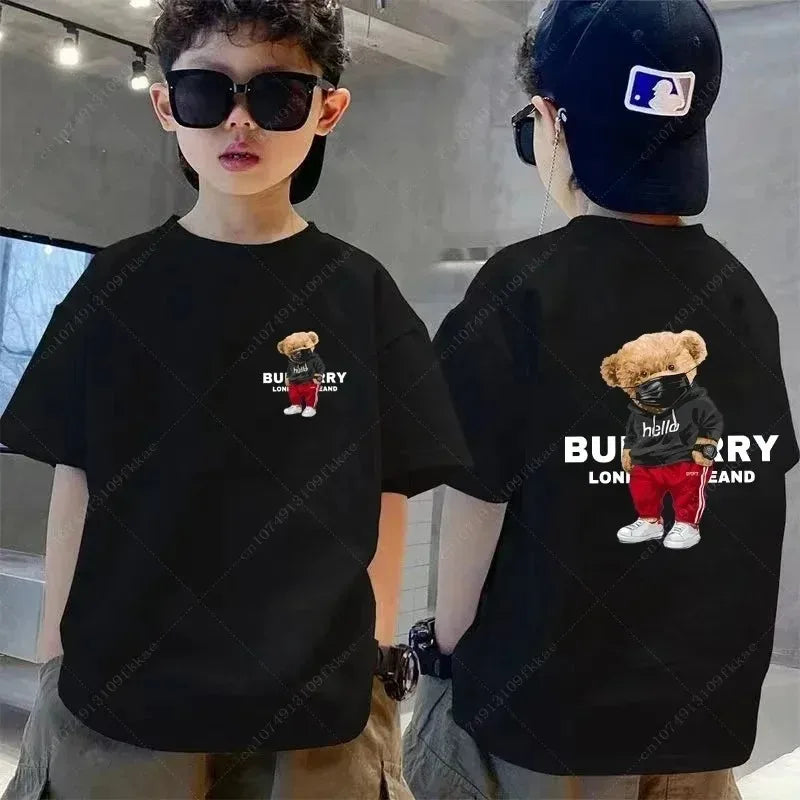 Luxury Bear Print Kids T-Shirt - Short Sleeve