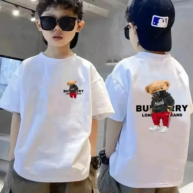 Luxury Bear Print Kids T-Shirt - Short Sleeve