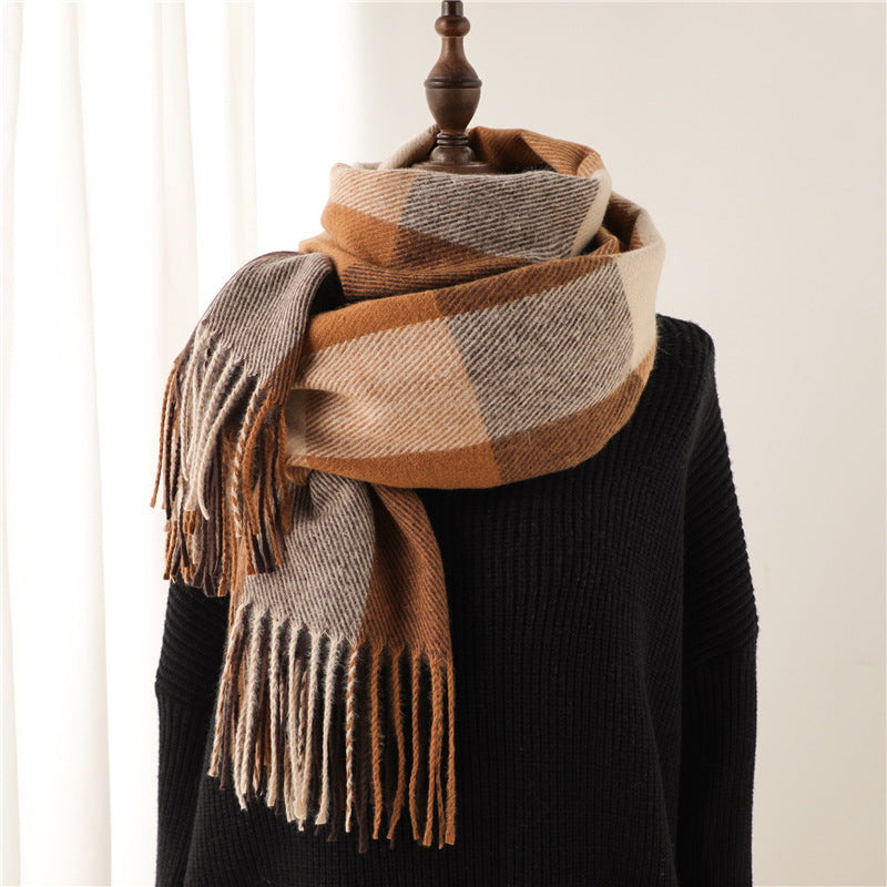 Men's And Women's Thickened Warm Plaid Scarves