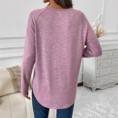 European And American Autumn Winter T-shirt Long Sleeve Casual Round Neck Knitted Top