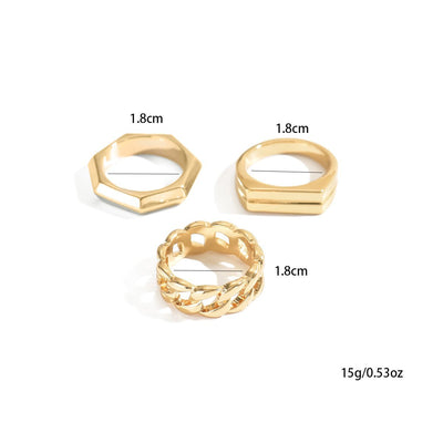 14K Gold Plated  Geometric Ring Set