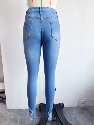 Ripped Denim Skinny Pants Women