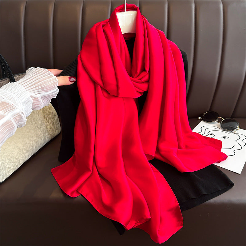 Pure Color Simple Long Scarves All-match Scarf Women's Beach Towel