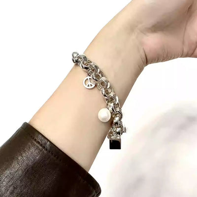 Lovers Wild Commuter Sterling Silver Pearl Dice 8 Ball Bracelet