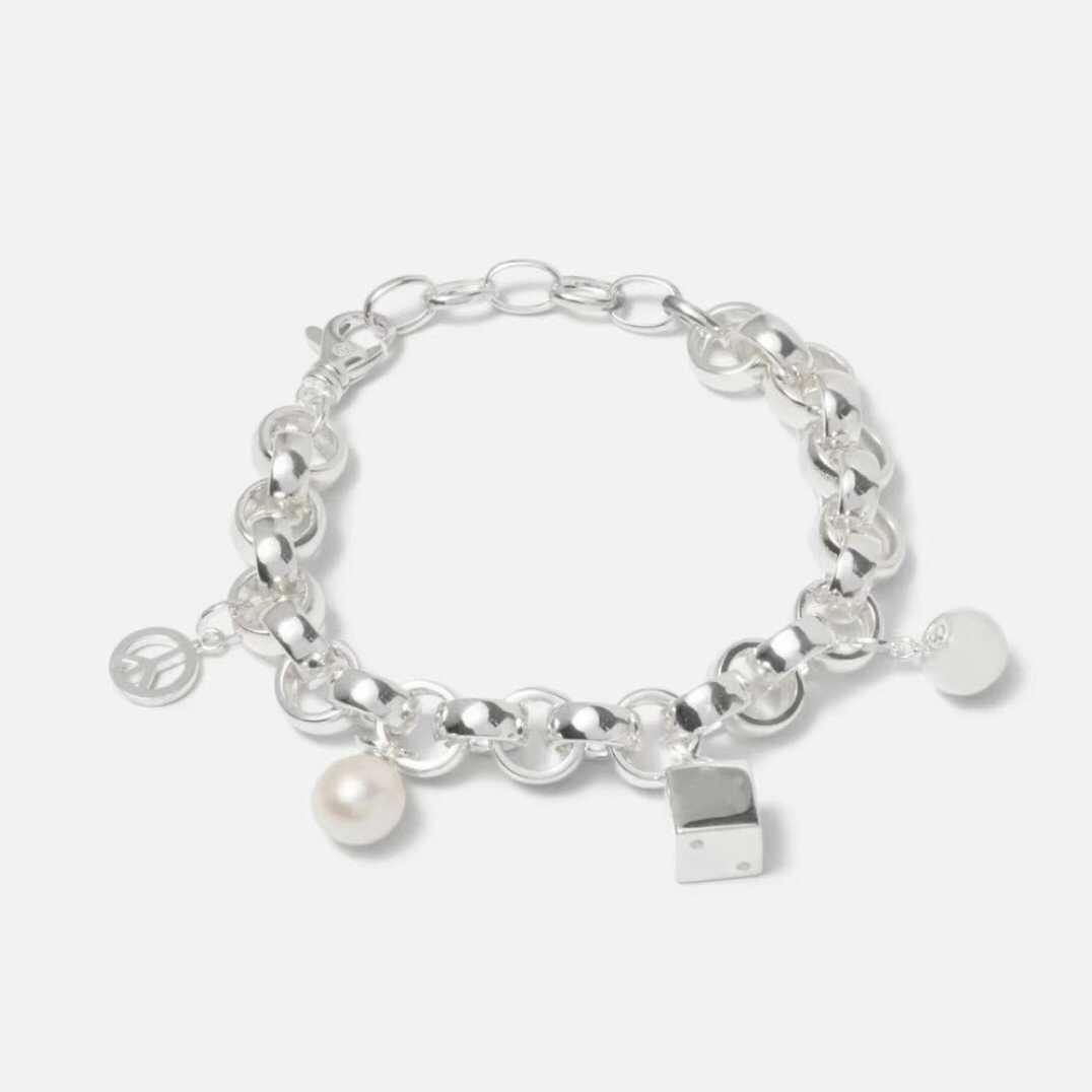 Lovers Wild Commuter Sterling Silver Pearl Dice 8 Ball Bracelet