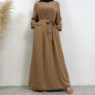 Women's Lace Up Pocket Muslim Dress