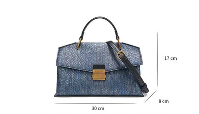 Blue With Snake Texture Handbags Women's High Sense