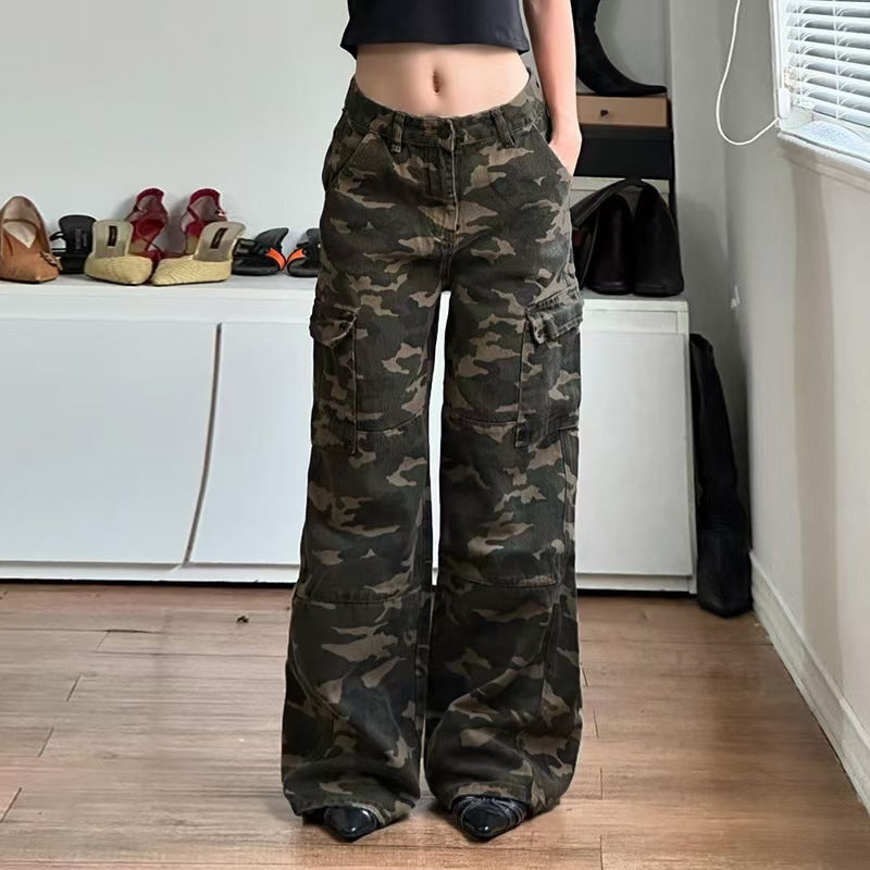 Loose Camouflage Workwear With Pocket Jeans