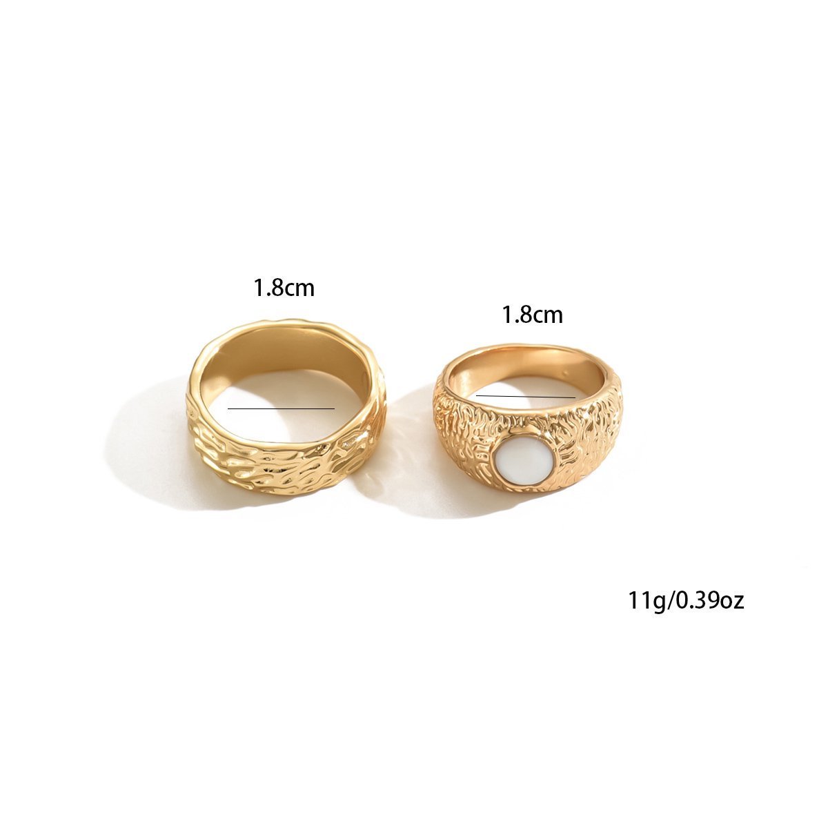 14K Golden Textured Ring Set