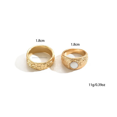 14K Golden Textured Ring Set