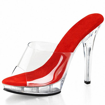 Transparent Ladies' Sandals Crystal High Heel