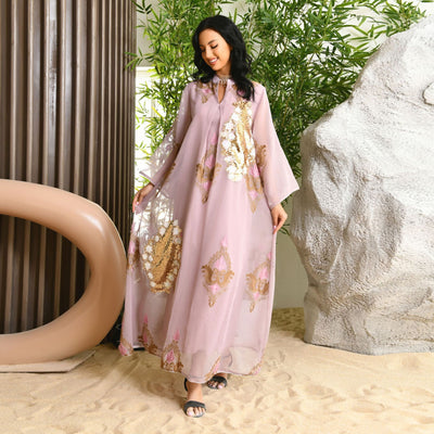 Middle East Female Muslim Sequin Embroider Dress