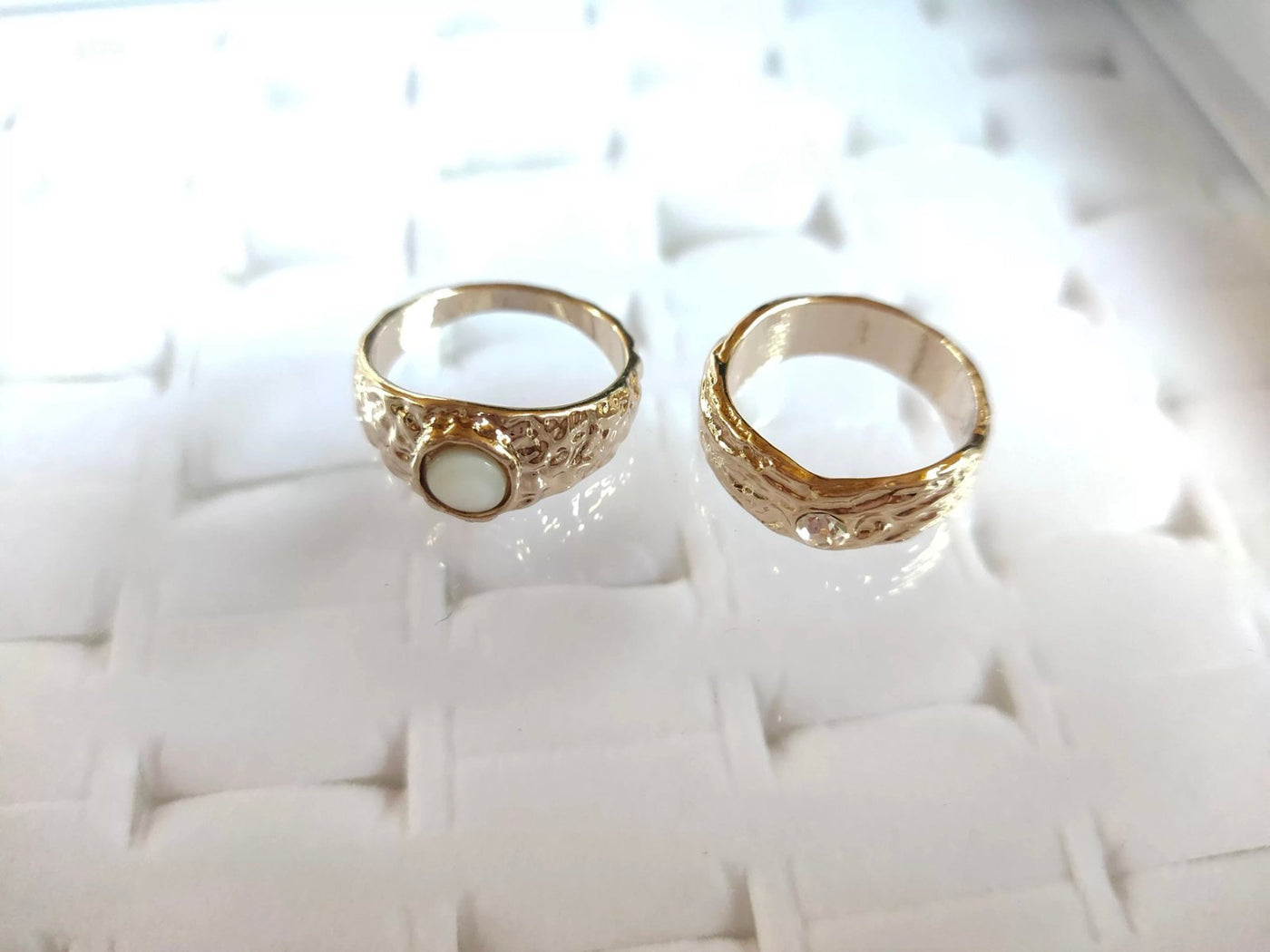 14K Golden Textured Ring Set