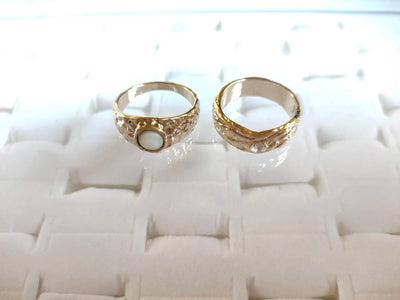 14K Golden Textured Ring Set