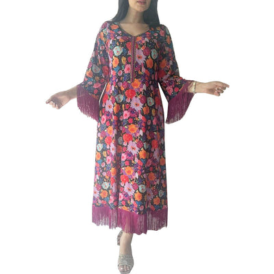 Women's Bronzing Printed Casual Dubai Muslim Robe